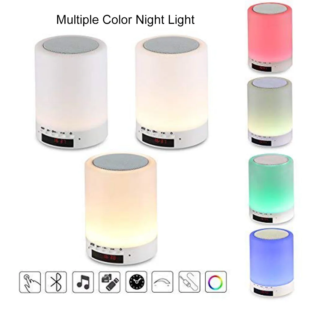 Wireless Cylinder Colorful Night Light Bluetooth-compatible Speaker Alarm Clock Home Decor lamp night light  Touch Control Lamp