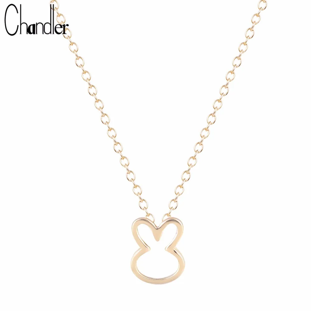 Chandler  Love Plated Cute Rabbit Bunny Pendant Necklaces For Women Lovely Animal Charms Chic colares longos com pingente