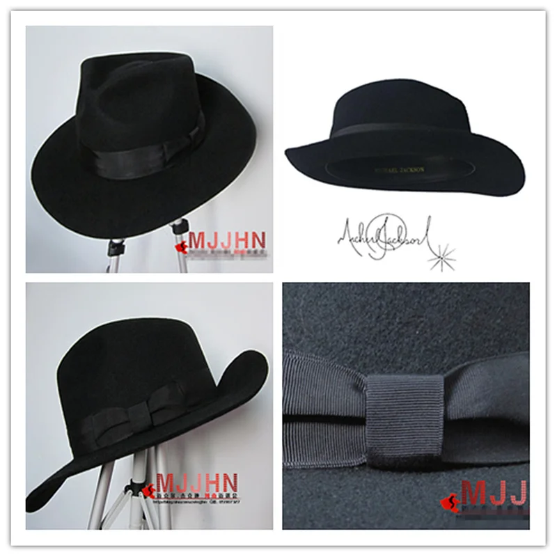 The Best Fedora Black Wool Retro Hat of  Michael Jackson for MJ fans with Name Formal Gentry