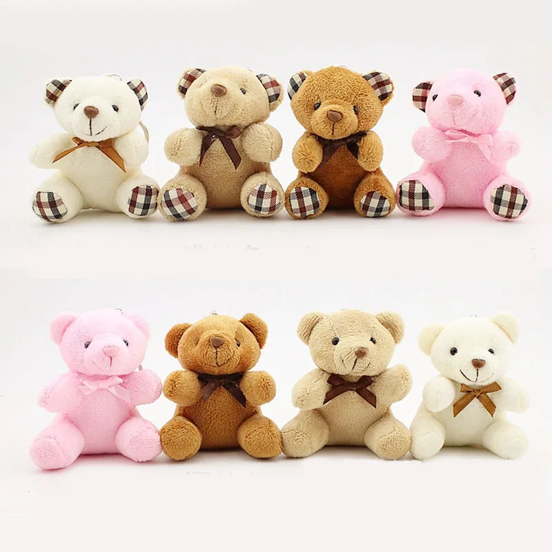 

1PCS Hot 8CM Teddy Bear Cute Plush Toys Bag Keychain Car Key Holder for Pendant Doll Kids Toys Stuffed Animals Fluffy Bear G0001