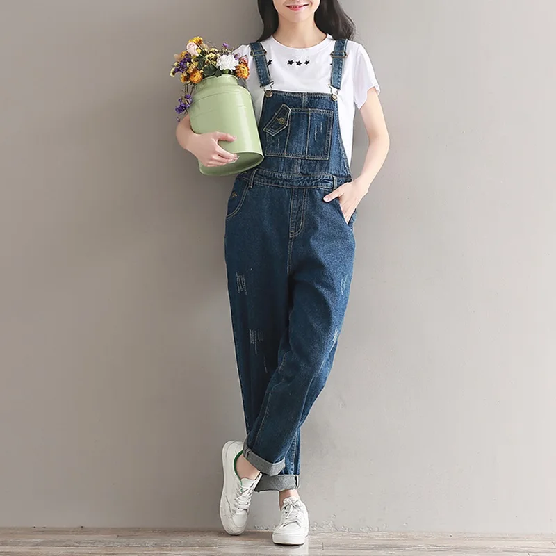 Macacão em denim feminino, macacão longo para mulheres da moda de inverno 2018 dd1639