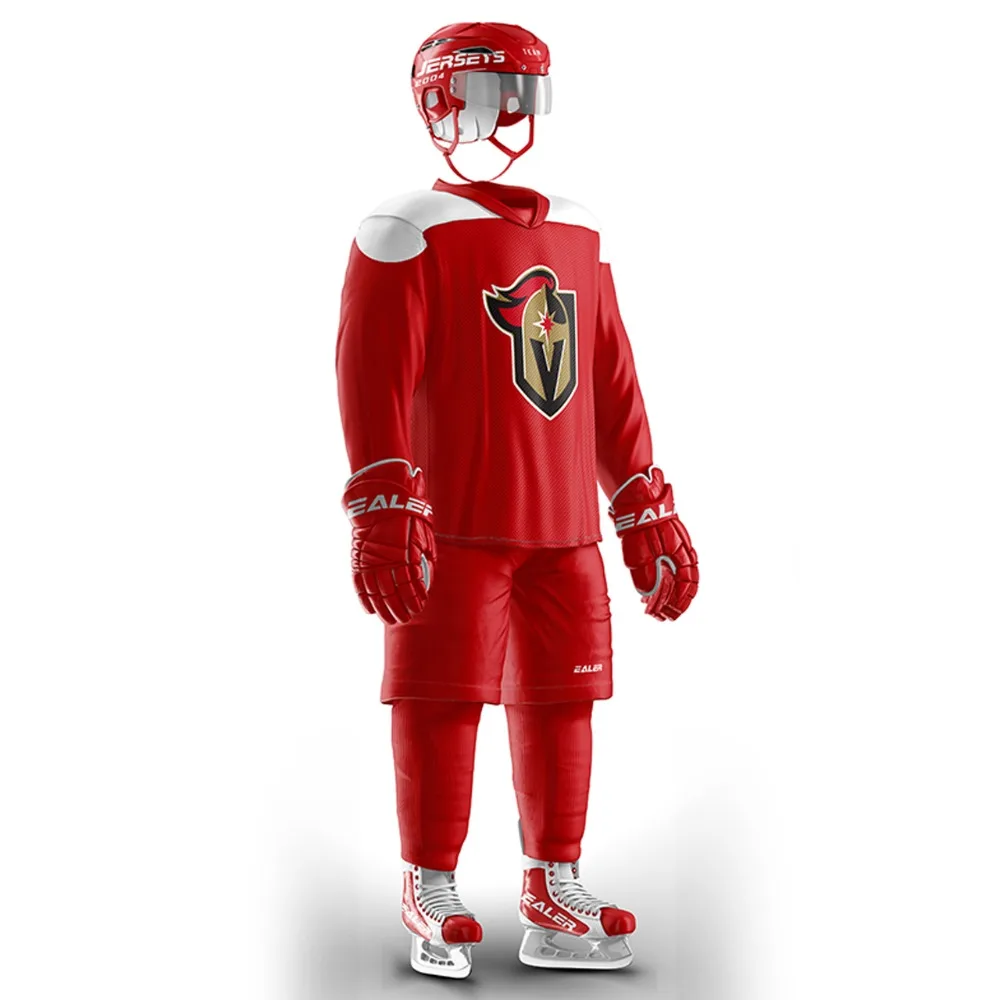 

COLDOUTDOOR red ice hockey jersey with a logo accept put your name and number