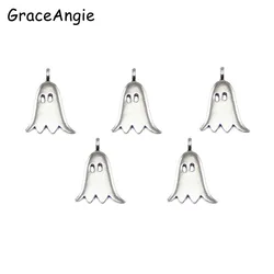 30pcs/pack Alloy Ghost Necklace Pendant Halloween Charms Jewelry Making Tibetan Silver Plated Ancient Suppliers 14*20mm 39939