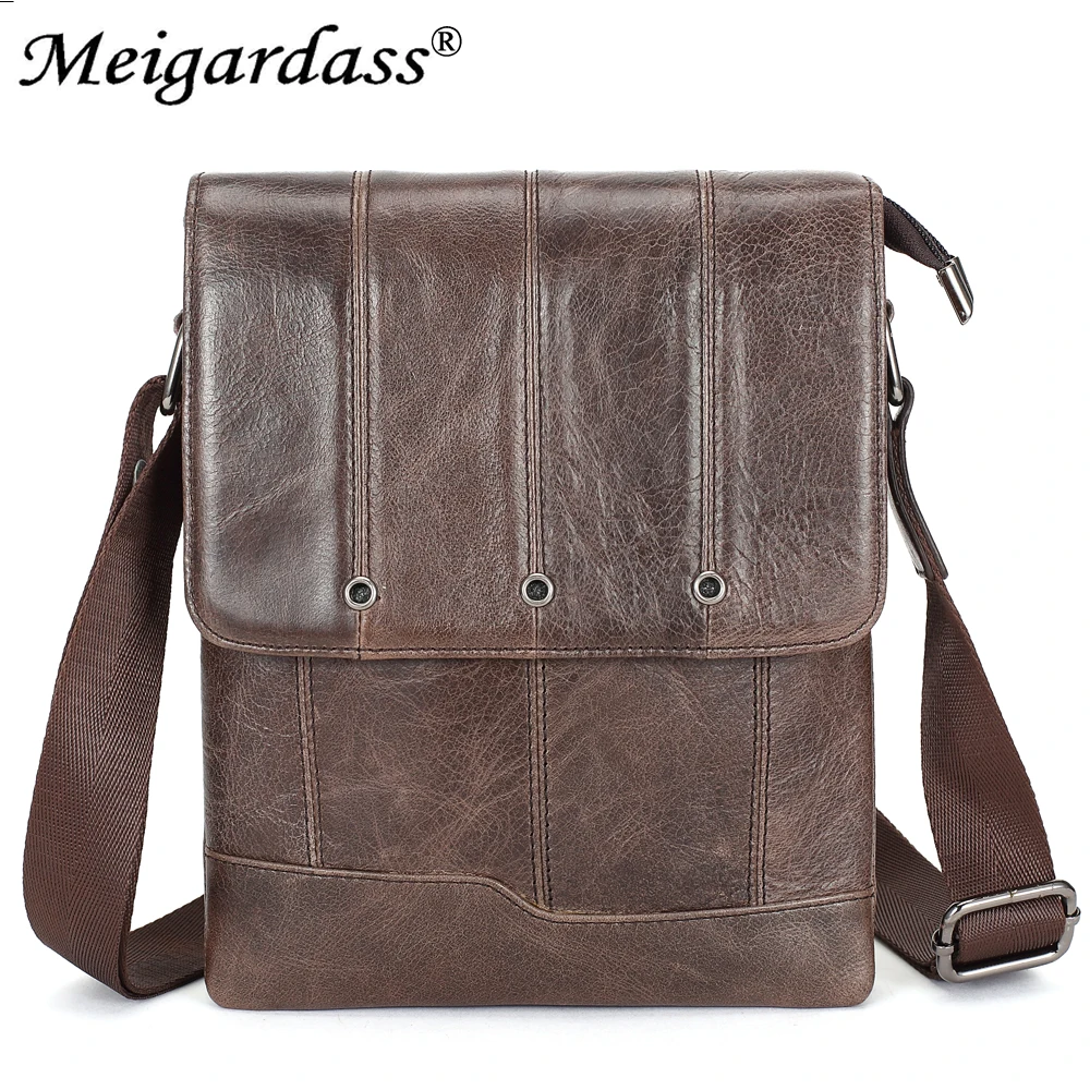 

MEIGARDASS Genuine Leather Messenger Bag Men Shoulder Bag Travel Crossbody bags for men Business iPad Handbags Male Tote Purse