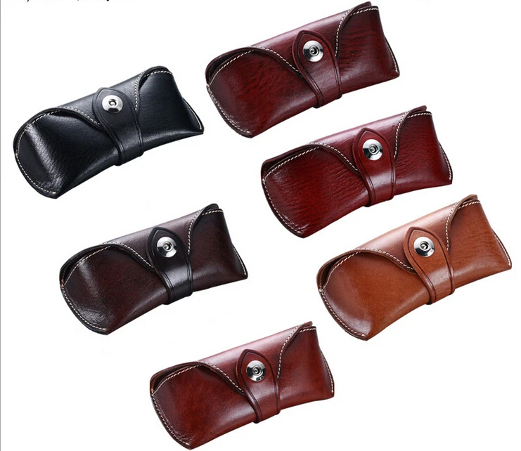 

Genuine Cowhide Leather Sunglasses Case/Eyeglass Designer Case/ eyewear clam shell box spectacle box/ slip in soft pouch