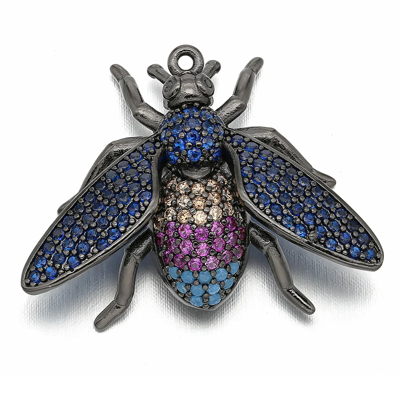 28*22mm Best Quality Brass Cubic Zirconia Beetle Charms Pendants for Diy Jewelry Findings, Hole: 1mm, Model: VD297