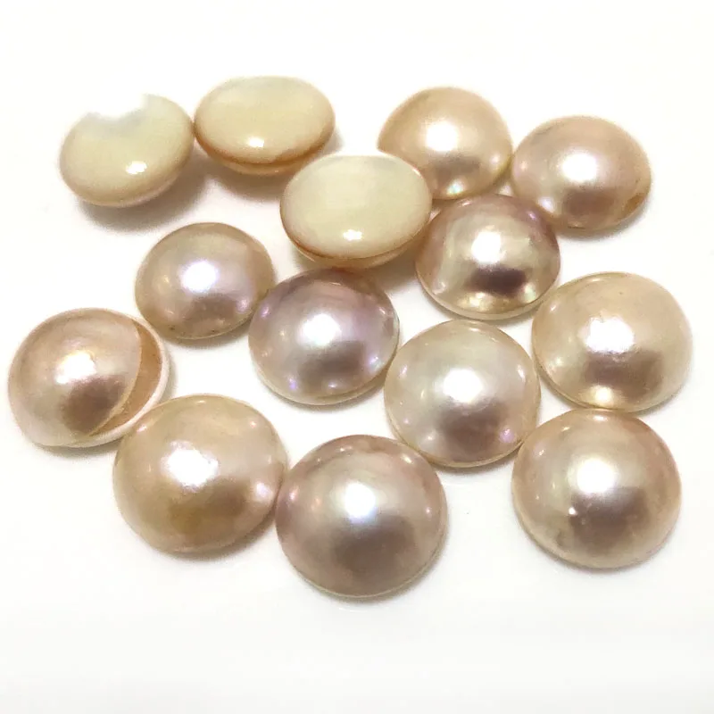 14-15mm AAA High Luster Pink Round Natural Sea Water Mabe Pearl