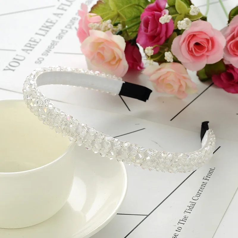 1pc Women Hair Band Handmade Bead Rhinestone Crystal Head Hair Hoop Band Full Crystal Headband Hair Accessories For Girls