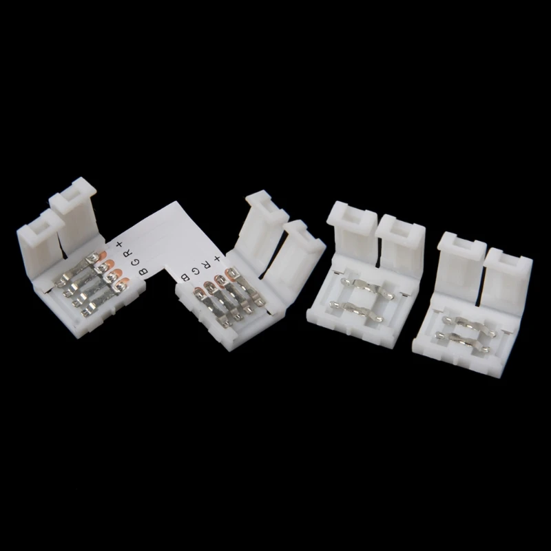 4 Pin LED Connector L Shape Corner Quick Splitter Right Angle 10mm 5050 RGB LED Strip Light