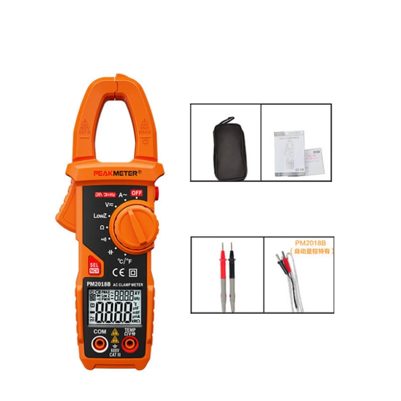 PEAKMETER PM2018A/B PM2018S Digital Clamp Meter 600A Handheld LCD Multimeter AC/DC Voltage Diagnostic-tool AC Current tester