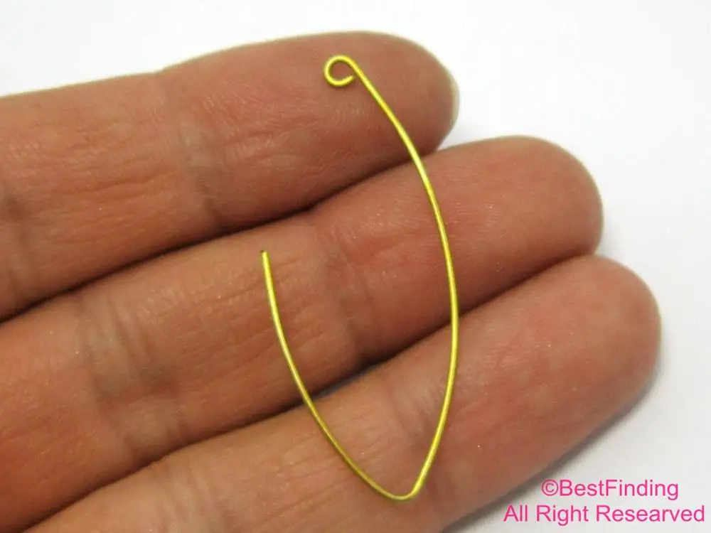 

50pcs Simple Earring Hooks, Ear Wire, 42mm, Brass Connector Findings, Jewelry Making Supplies R476