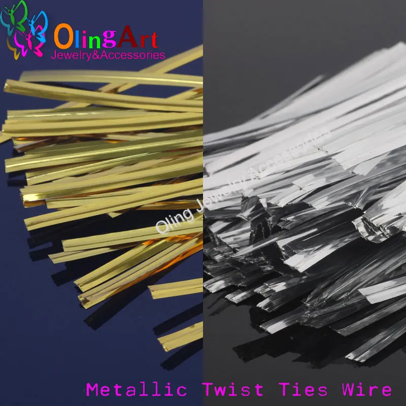 

8CM/12CM 150pcs/lot Gold and Silver color Metallic Twist Ties For Wedding Party Birthday Cake Candy Sealing Bag Packaging