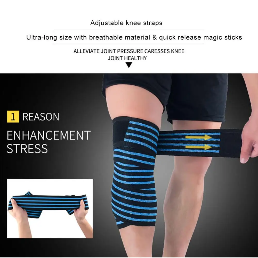 1 para 200*8cm podnoszenie ciężarów ochraniacze na kolana trening Fitness orteza stawu łokciowego zespoły Gym Squat Knee Protector noga Sport