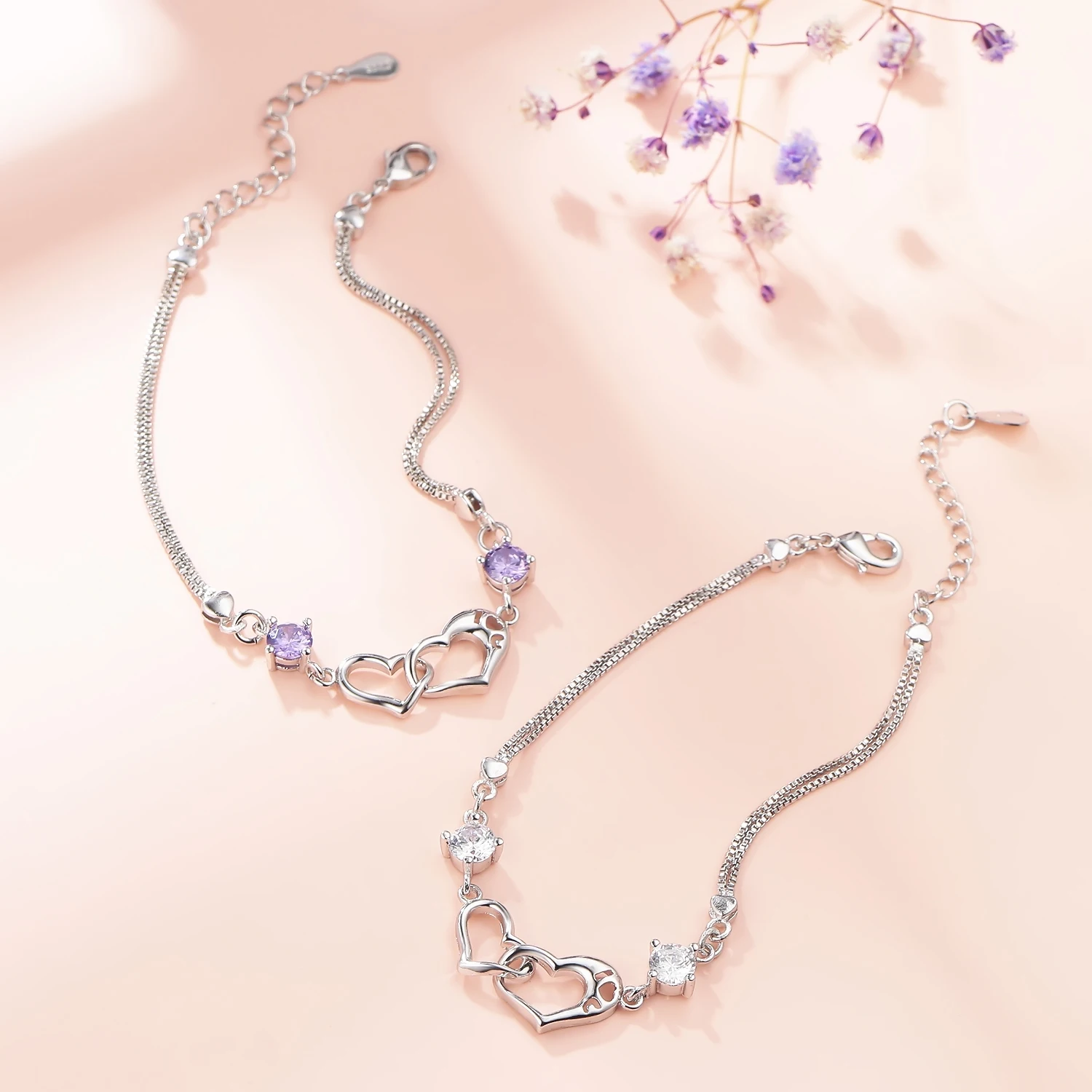 New Year Zircon Women\'s Chain Heart Bracelet