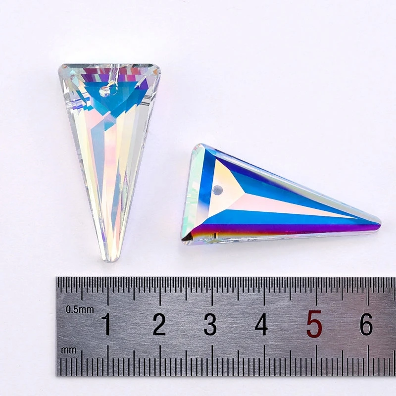 38mm 8pcs/pack crystal Spike Pendant Austria glass Long triangle shape beads rhinestone for Jewelry making Necklace Earrings DIY