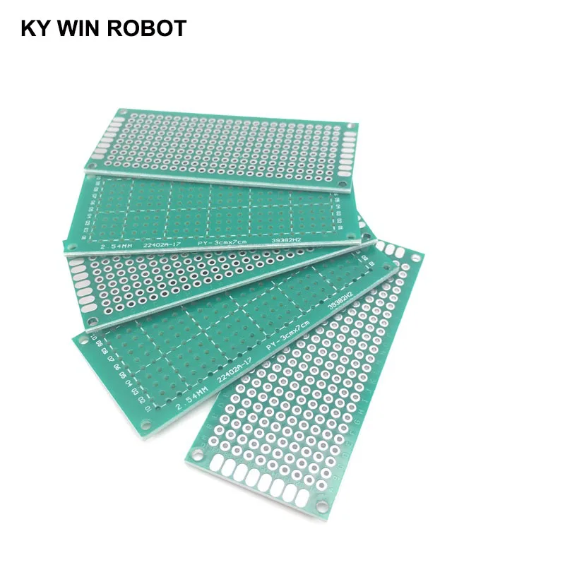 아두이노용 범용 인쇄 회로 기판 프로토보드, PCB 단면 프로토타입, 3x7cm, 30x70mm, 5 개