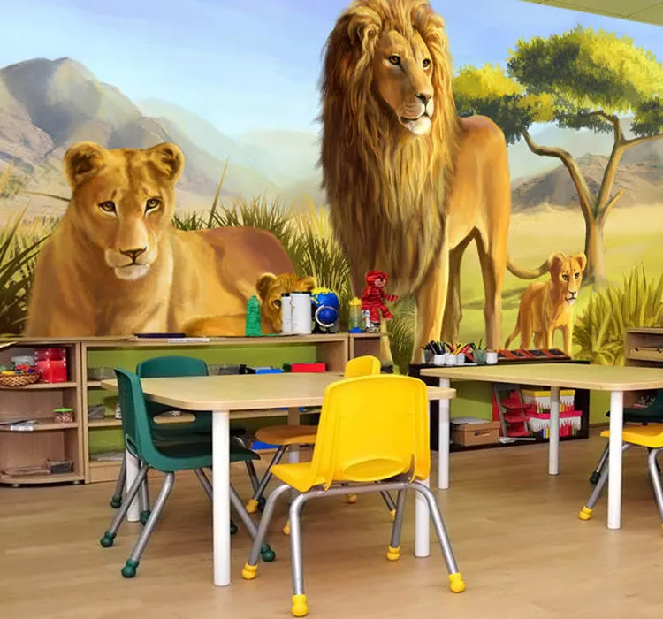 

Personalized Customization 3D Embossed Animal Lions Photo Mural Wallpaper For Kids Bedroom 3D Room Landscape Wall Decor Frescoes