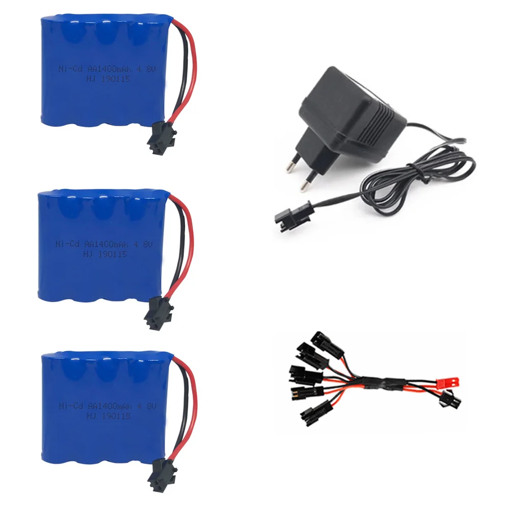 4.8v 1400mah NI-CD battery with charger 5in1 cable for remote control cars 4.8 V rechargeable nicd battery high capacity battery