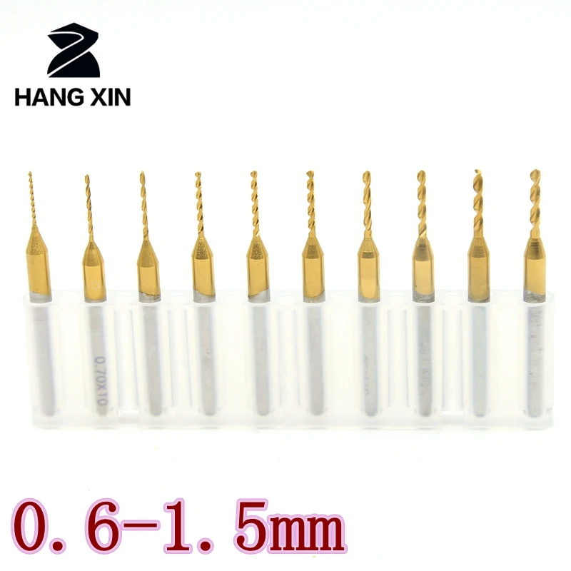 Titanium 0.6-1.5mm Carbide PCB Drill 10PCS Metal Drill Dremel Drill CNC Router Woodworking Tools Mechanical Parts Metal Cutter