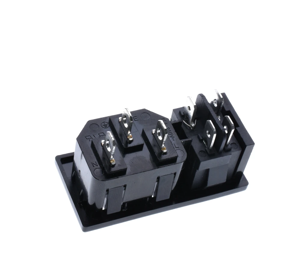 3Pin Red Rocker Switch Fused IEC 320 C14 Inlet Power Socket Fuse Switch Connector Plug Connector AC 10A 250V