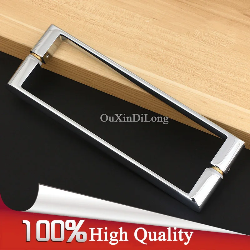 

Top Designed 1Pair Zinc Alloy Frameless Shower Bathroom Glass Door Handles Pull / Push Handles Glass Mount Chrome Finished