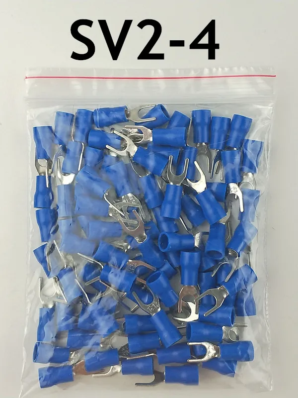 100PCS/Pack SV2-4 Blue Cold pressed terminals Cable Wire Connector  Insulated Terminals Connector