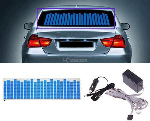 

90x25cm Car Sticker Music Rhythm Blue LED Flash Light Sound Activated Equalizer Z2ADC001