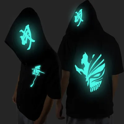 Short sleeve Jacket Back Luminous Male And Female Hip-hop Dancing Hoodies Loose Coat Human Bones, Skeleton, Dragon Coat