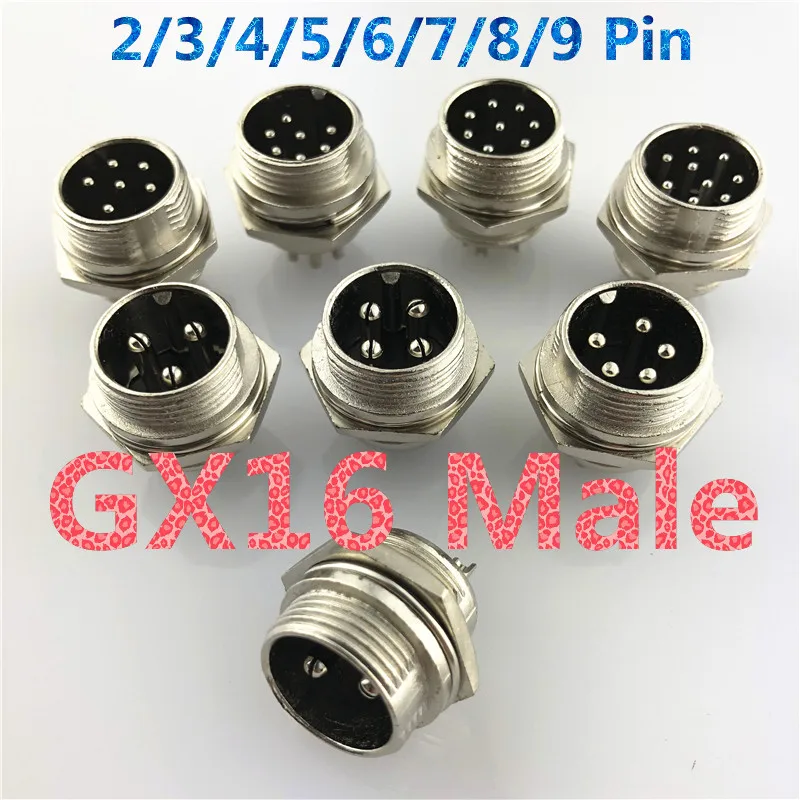 1pc GX16 2/3/4/5/6/7/8/9 Pin Male 16mm L102-109 Circular Aviation Socket Plug with Cap Lid Wire Panel Connector Sell at a loss