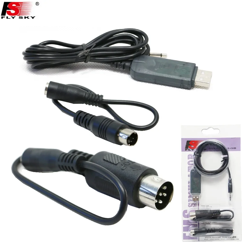 5pcs/lot Flysky FMS FS-SM100 USB Simulator Emulator With Cables for Futaba ESky JR WFLY 4-8Ch Skill Traning