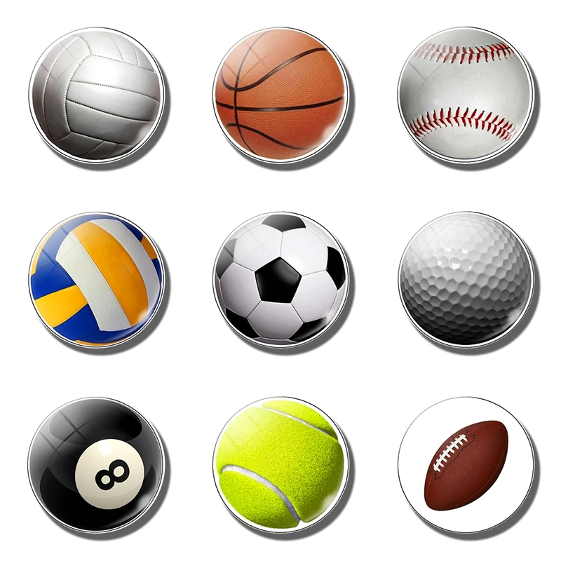 Football Decorative Refrigerator Magnets Movement Soccer Basketball Tennis Ball 30MM Fridge Magnet  For Kids Message Board Sport