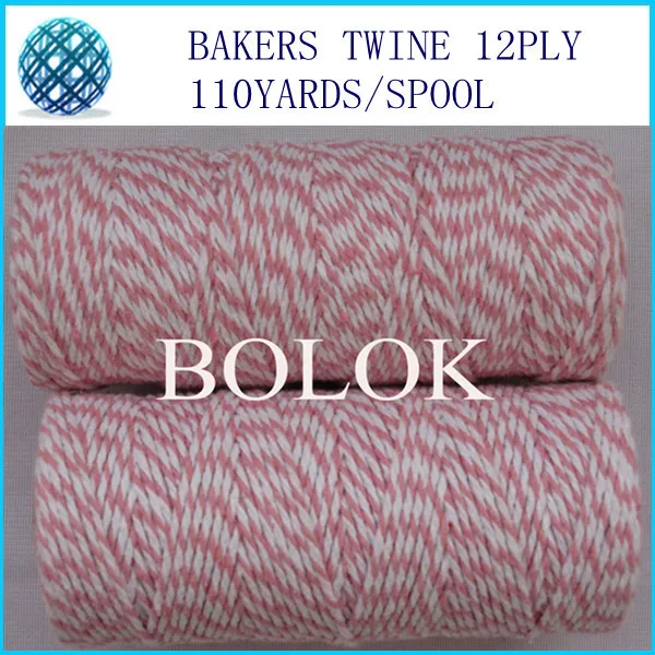 

Free shipping double color cotton Baker twine (110yards)(Pink/white) 15PCS/LOT