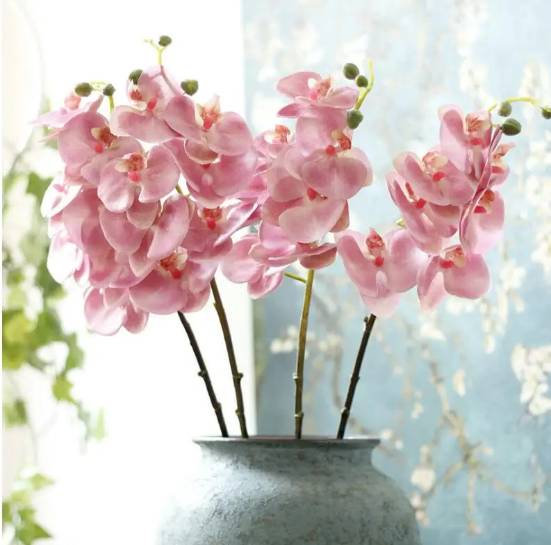 Computer printing 3D artificial Butterfly orchid one piece seven flowers and three fruits artificial flowers wedding decorations