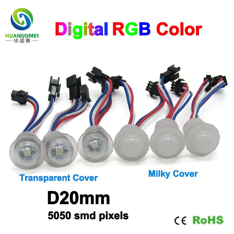 10PCS Waterproof 12V 20mm Digital 5050 SMD RGB UCS1903 LED Pixel Light Module Lamp Addressable Full Color Bulb TV Amusement Park