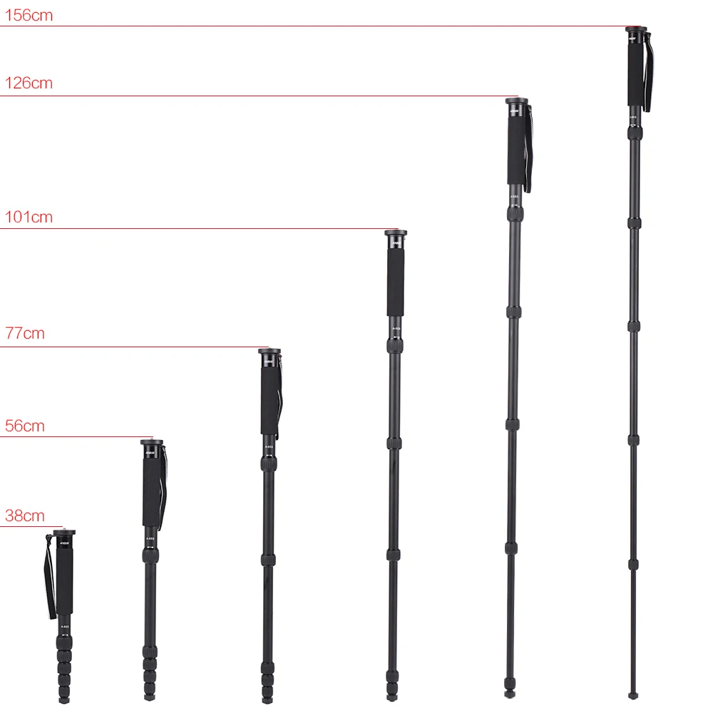 Andoer A-555/A-666 Monopod Unipod Stick 6-Section Aluminum Alloy for Nikon Canon Sony Pentax Camera Max. Load 10kg / 22lbs