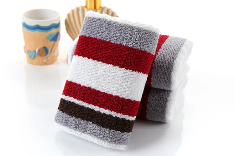 Drop ship Color stripe Face Towel 100% Cotton 34 * 74cm Soft Towel Terry Absorbent washcloths Home Kitchen Tea Towels 2pcs