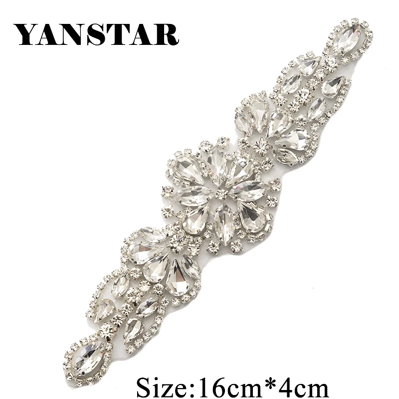

YANSTAR (10pcs) Wholesale Handmade Bridal Clear Rose Gold Crystal Rhinestones Appliques Accessory Sewing On Bridal Sash YS891