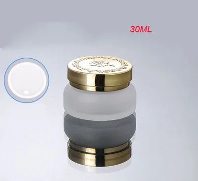 

NEW 30G frosted glass cream jar with gold lid ,30 g frost glass cosmetic cream jar ,Cosmetic Jar Cosmetic Packaging 30g