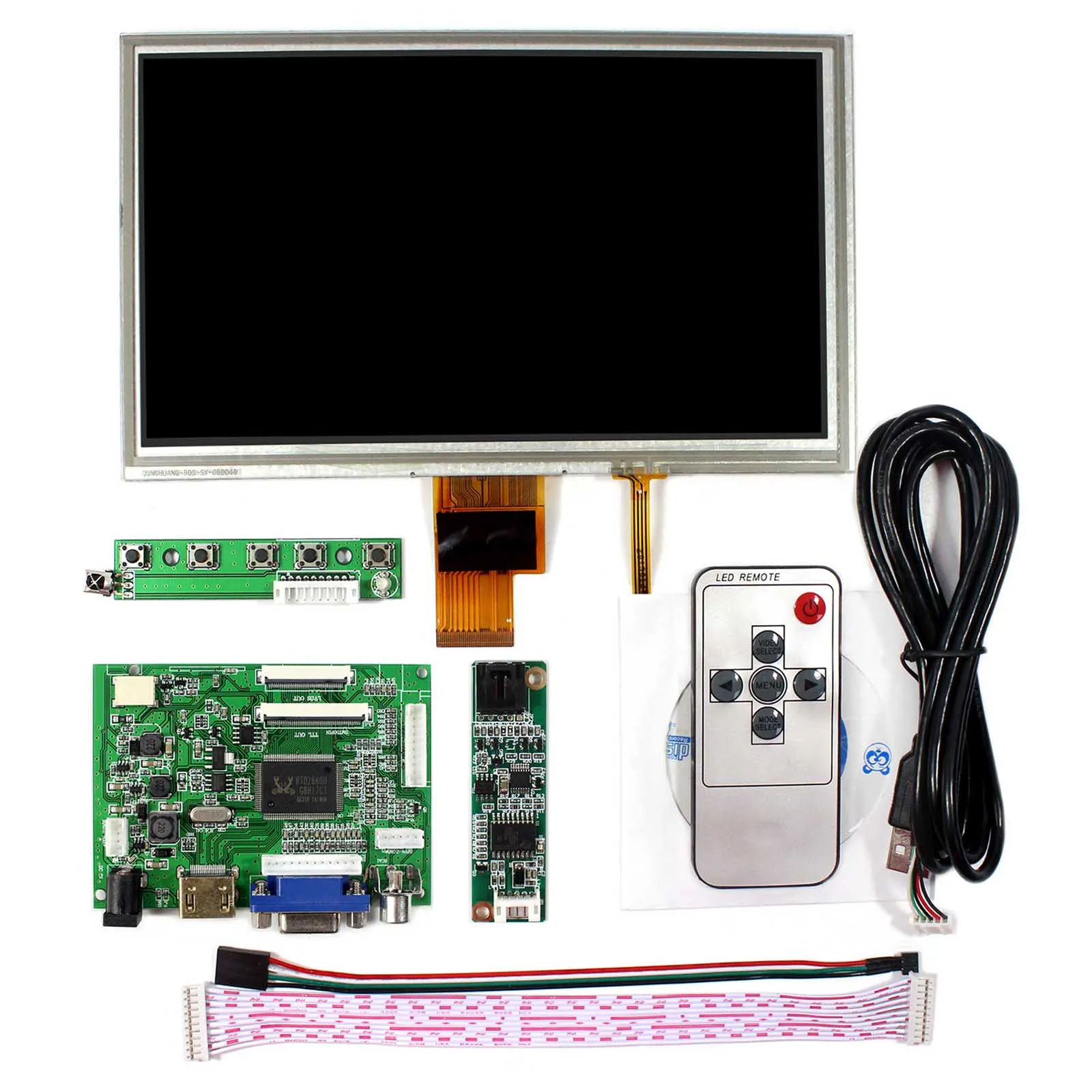HD Serta VGA 2AV LCD Driver Papan VS-TY2662-V2 + 8 "ZJ080NA-08A 1024x600LCD Layar + Touch Panel