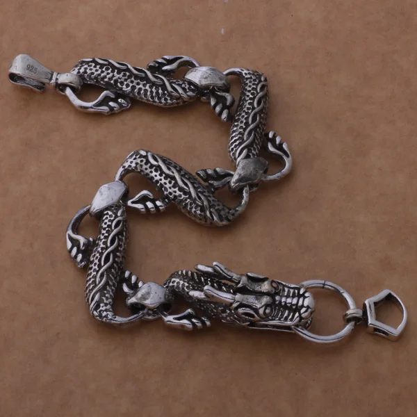 SL-AH265 Wholesale Silver Color Gift for Man Women Lady Nice High Quality Fashion Jewelry Black Dragon Bracelet Aksajbza