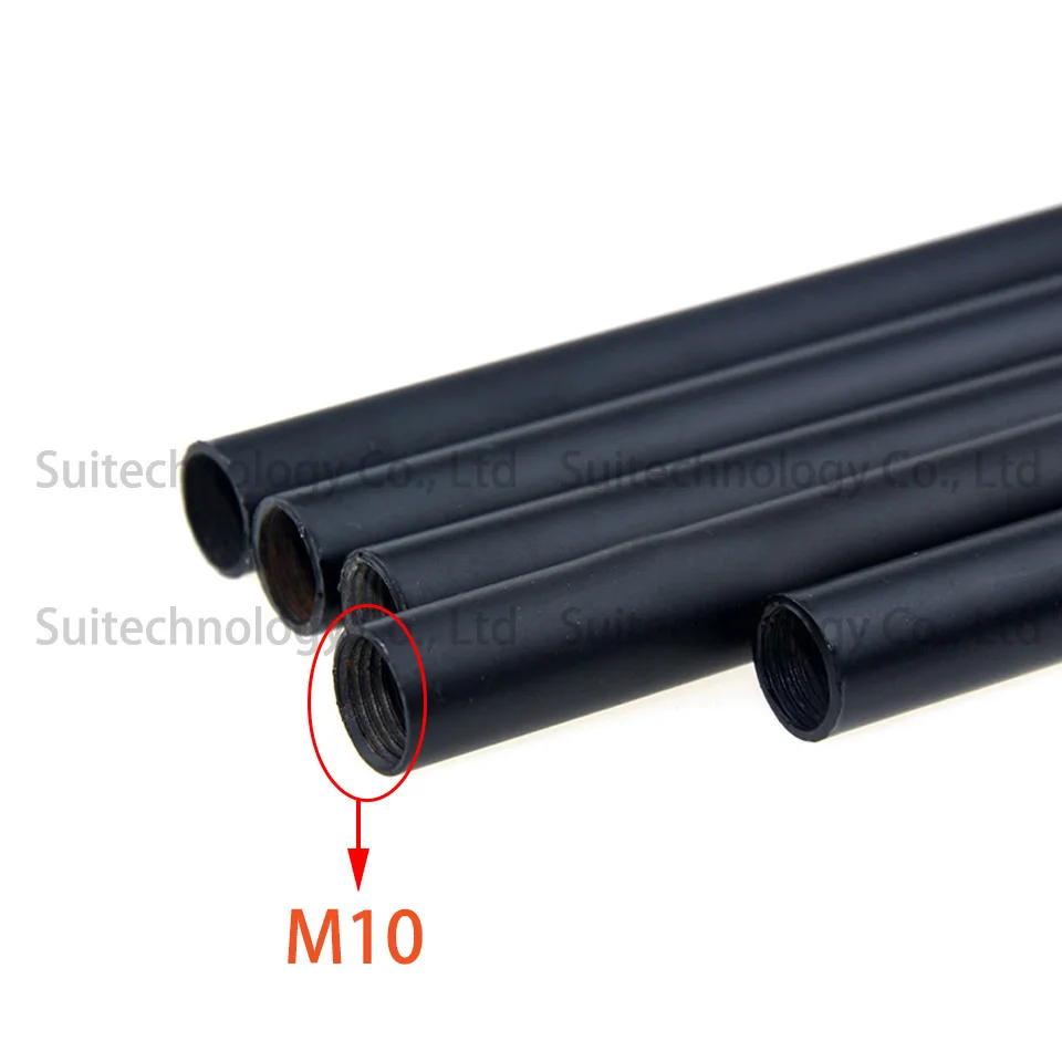 2pcs Dia11.5mm Female Thread M10+Painted Black Metal Hollow Tube Metal Pipes Straight Rod For DIY Floor Lamp Accessories