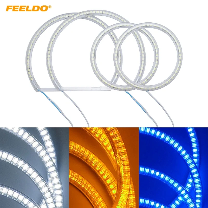 

FEELDO 2X106mm 2X146mm Car LED Halo Rings Angel Eyes DRL Head Lamp For Mitsubishi Lancer X #HQ985