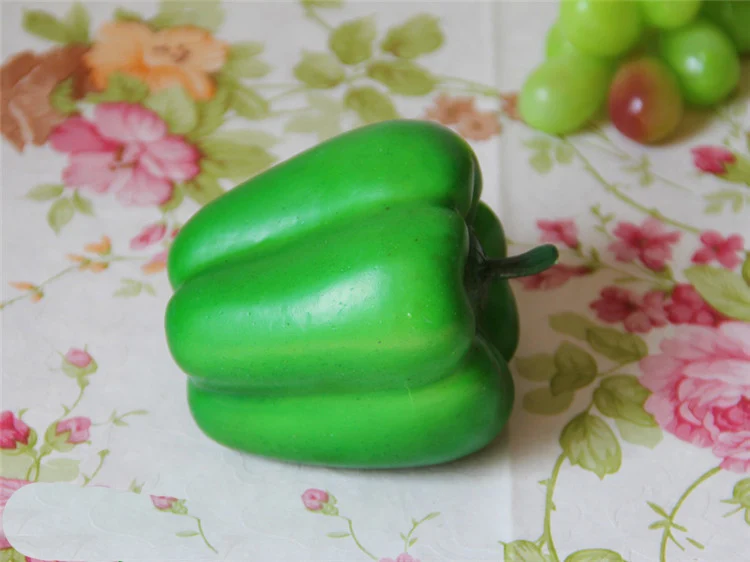 อาหารสีเขียว Bell พริกไทย Pimento ผักของเล่นจําลองอาหารการศึกษาเด็กแกล้งทําเป็นเล่น House KITCHEN ตกแต่งของเล่น
