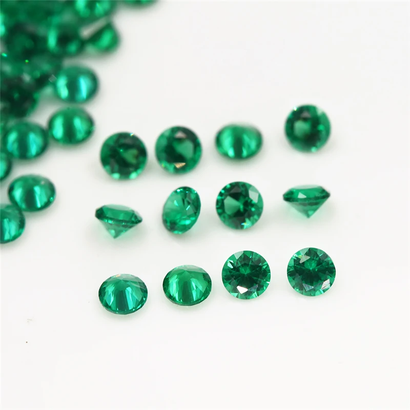 1~3mm Round Cut Green Color Nano Synthetic Gems Stone For Jewelry