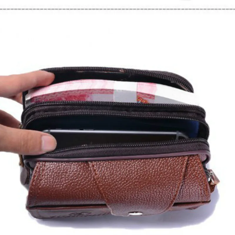 Riñonera Vintage de cuero PU para hombre y mujer, bolso personalizado multifunción para teléfono, monedero, cinturón usable, cartera para exteriores, novedad de 2024