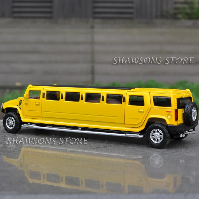 1:32 Scale Diecast Car Model Toys Pull Back H2 Stretch Limousine Miniature Replica W/ Sound Light