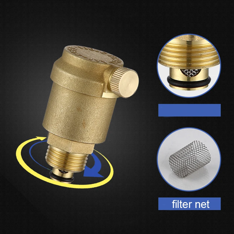 Hotaste DN15/20/25 Brass Automatic Deflation Valve for Household Water heating pipes Vent valve vertical/Elbow