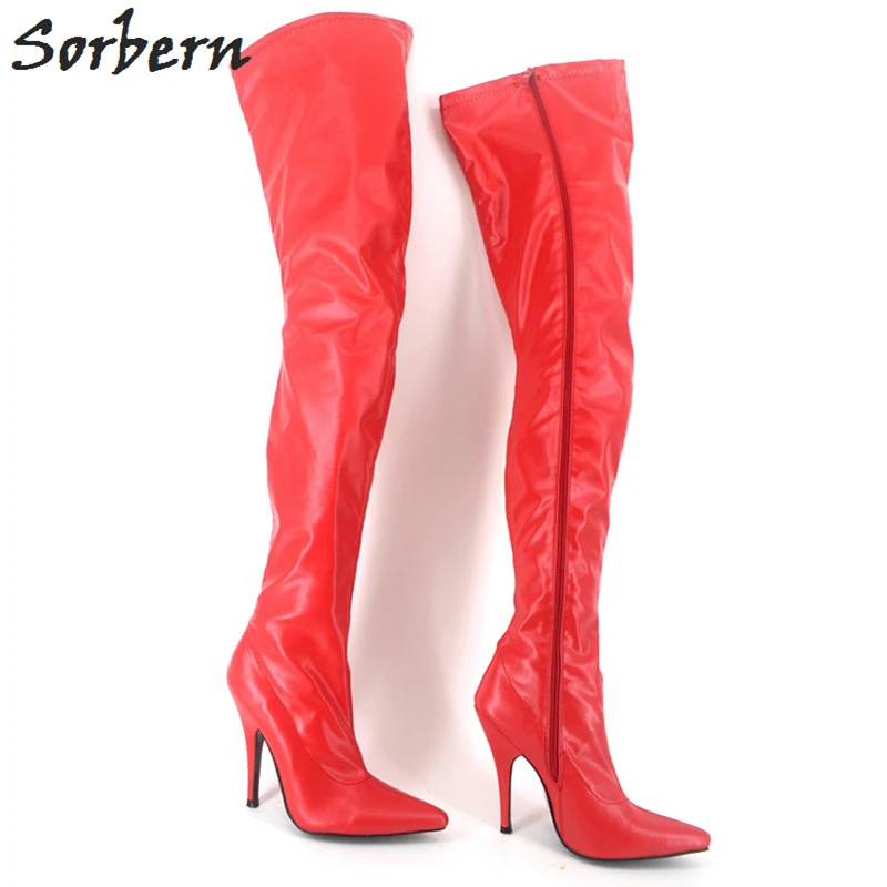 Sorbern Red Patent Leather Sale Women Shoes Over The Knee Boots High Heels Custom Colors 2018 Women Pole Dance Boots New