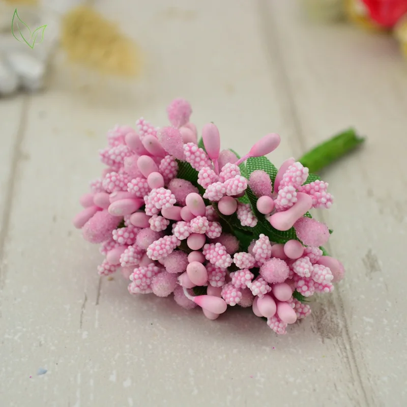 12 Pcs Stamen Sugar Handmade Artificial Flowers Cheap Wedding Decoration Diy Wreath Needlework Gift Box Scrapbooking Fake Flower