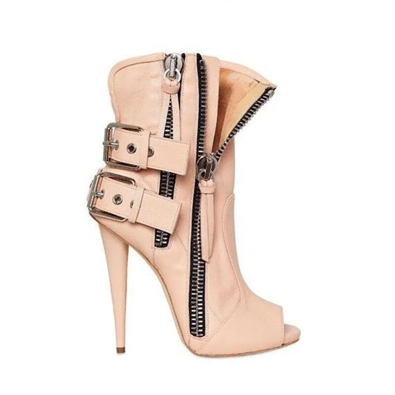 Emma King Summer Boots Gladiator Sandals Women High Heel Peep Toe Sandals Boots Buckle Side Zipper Fashion Woman Shoes 2021